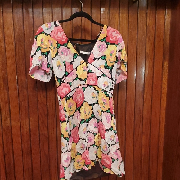 Zara Pink and Yellow Puff Sleeve Mini Sundress - Picture 2 of 4